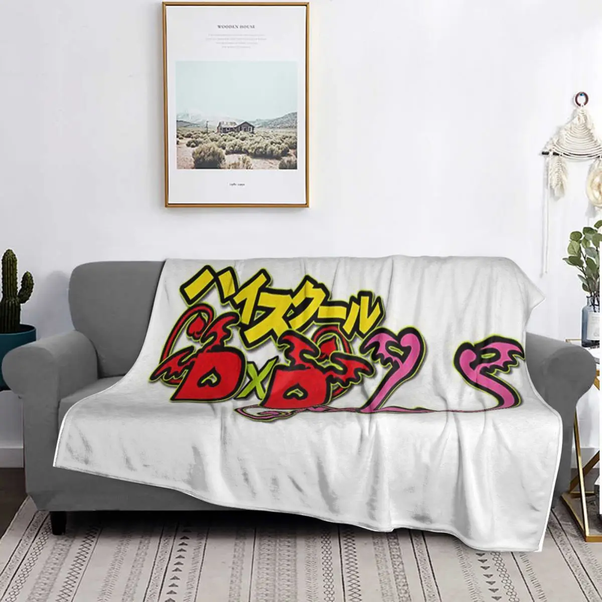 

Tojo Koneko Love High School DxD Anime Japanese Name Blanket Soft Flannel Throw Blanket Bedding for Bed Living room Home Couch