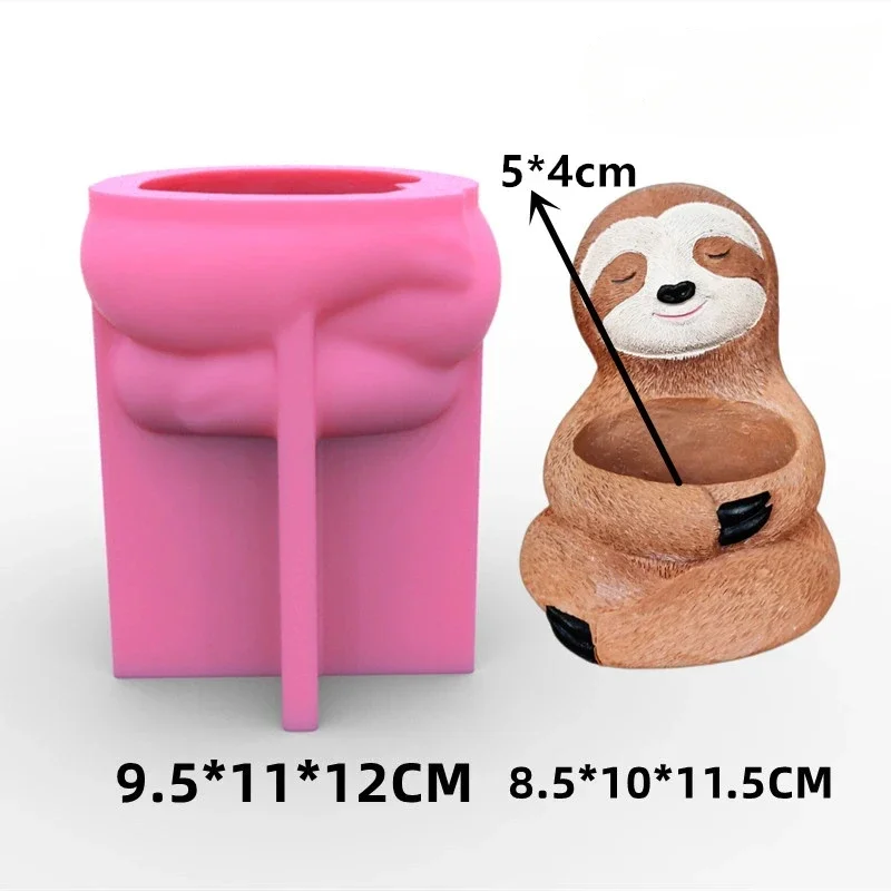 Mirosie 3D Concrete Flower Pot Silicone Mold Sloth Panda Fox  Aromatherapy Plaster Mold Resin Mold Silicone Concrete Molds