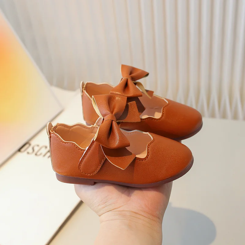 Summer Casual Solid Color Round Toe Beautiful Cute Kids Walking Shoes Bow Rubber Comfortable Babys Flat Shoes Zapatos De Niña