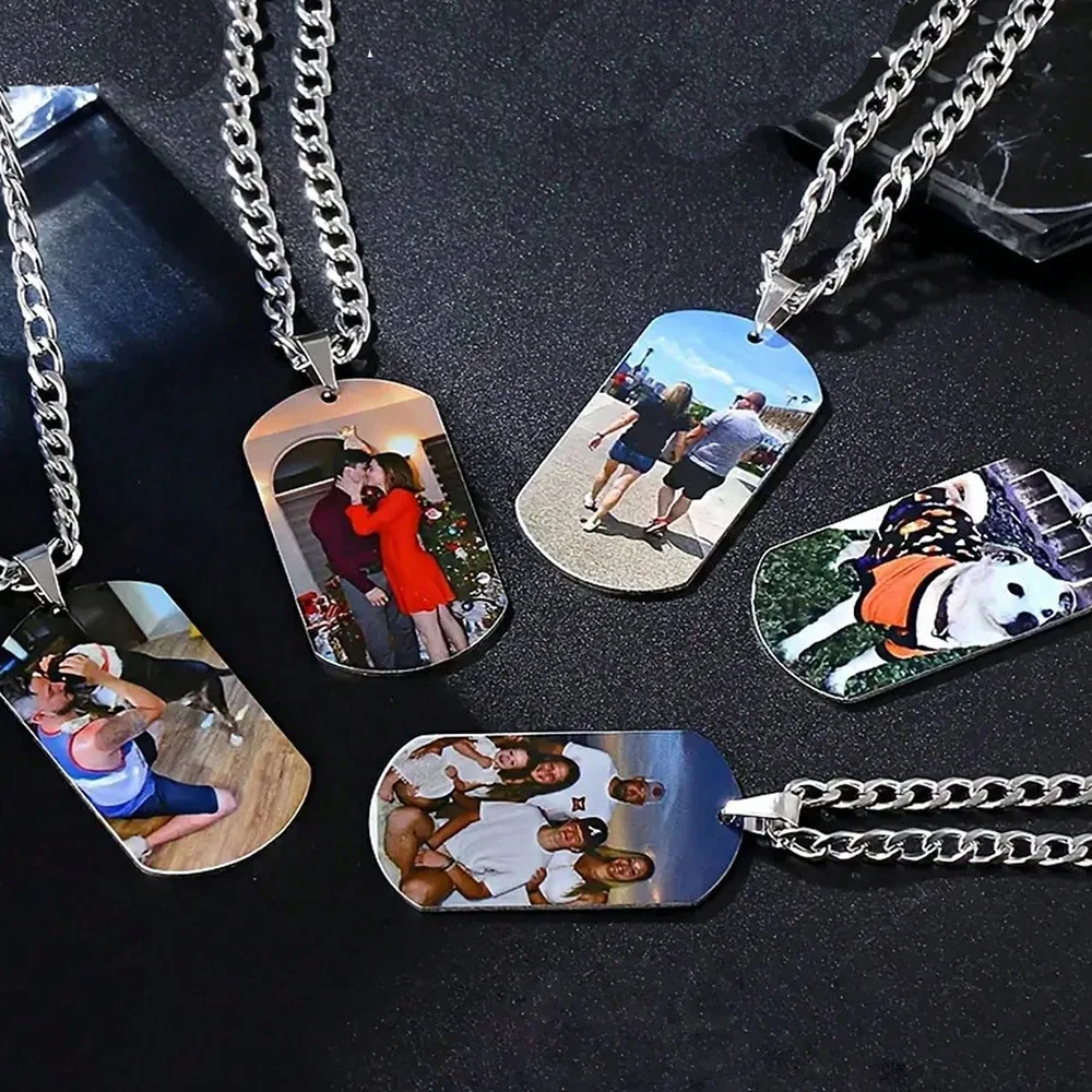 Custom Photo Stainless Steel Necklace Picture Personalized Cuban Chain Heart Jewelry Stylish Romantic Keepsake ﻿