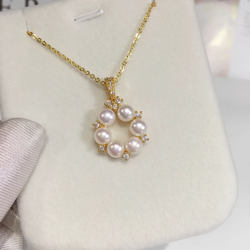 ZHBORUIN 2024 New 100% Real Natural Freshwater Pearl Necklace Mini Pearl Jewelry Wreath Pendant Chain For Woman Girl Gift