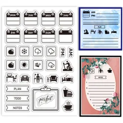 1Sheet Diary Weekly Planner Clear Stamps for Cards Making Weather Tags Clear Stamp Seals Transparent Stamps for DIY Scrapbooking