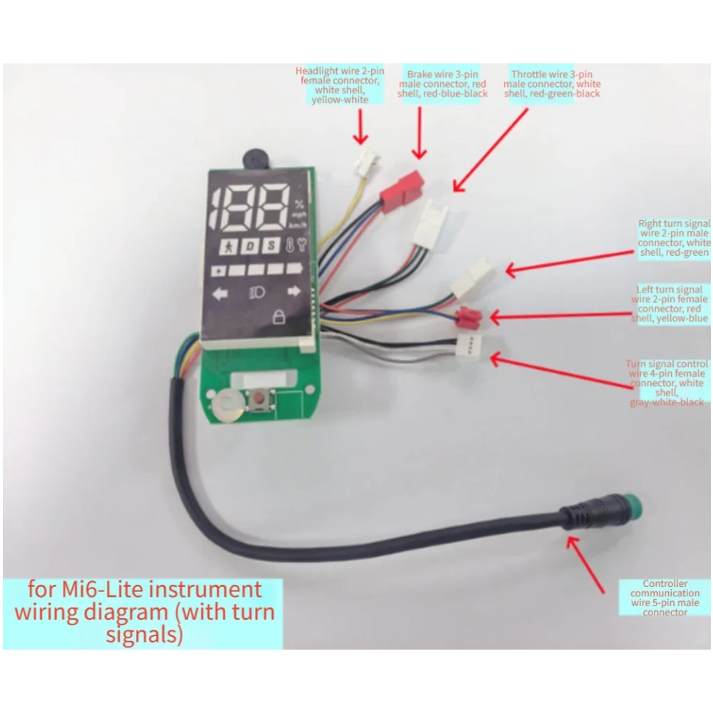 Controller-Armaturenbrett und Kabelbaum-Set für Xiaomi 6 und 6 Lite für E-Scooter, silberfarben, Abmessungen: 8,6 cm x 6,2 cm x 2,95 cm