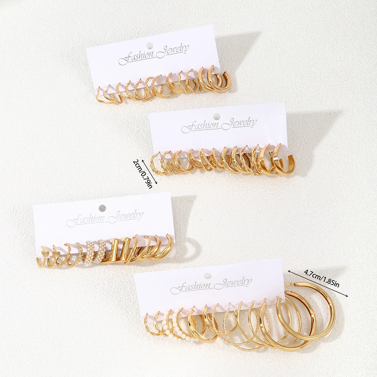 48Pcs Fashion Creative Smooth Big Round Hoop Earring Vintage Aesthetic Imitation Pearl Earrings Women\'s Charm Daily Life Jewelry
