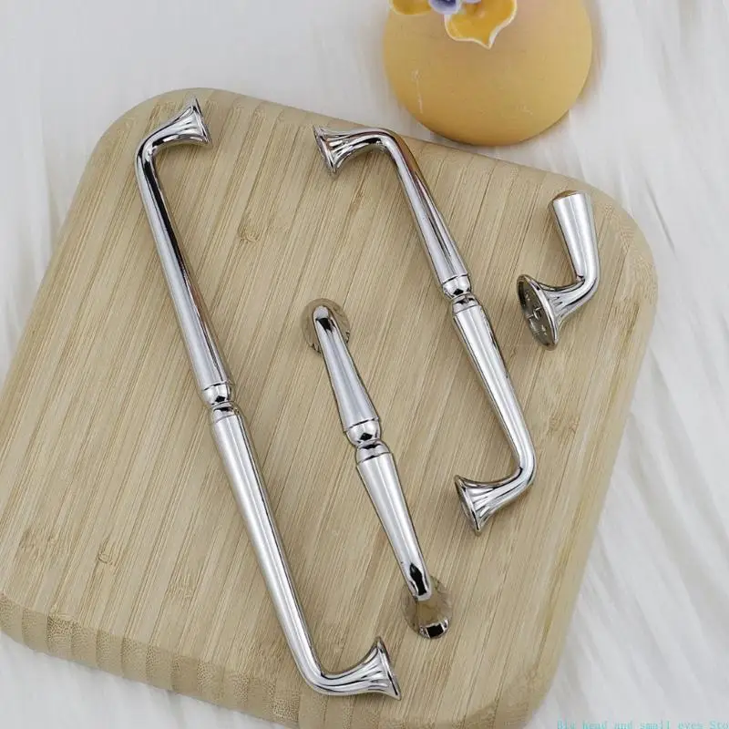 581C Furniture Cabinet Handle Silver Tone French Pull for Drawers Cupboards Dressers in Home Storage Areas Today