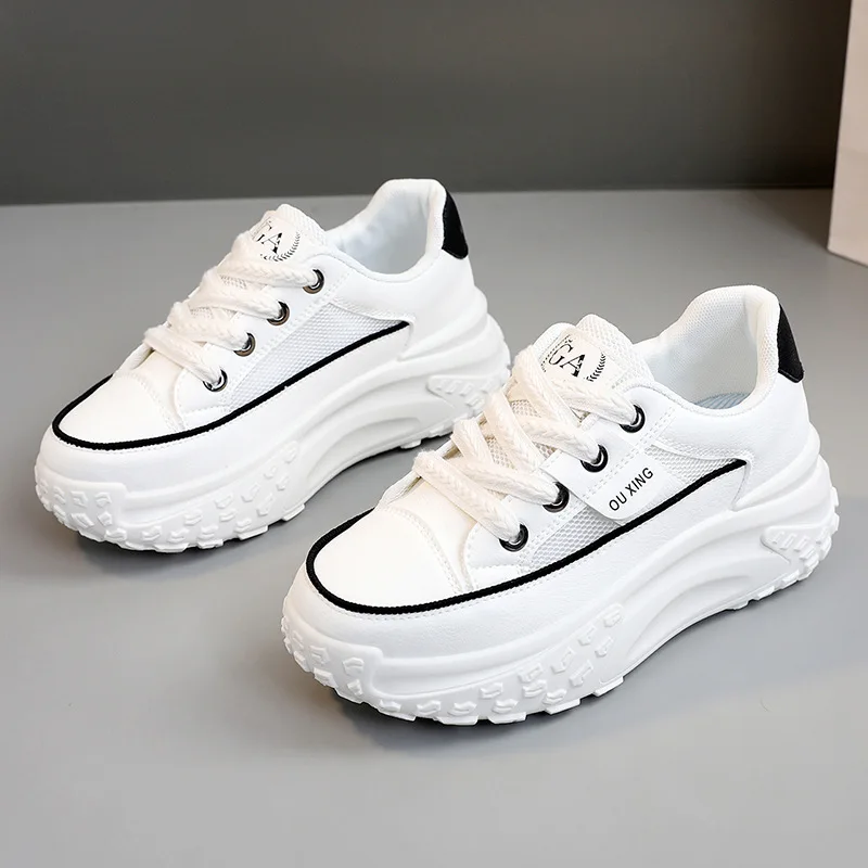 2024 New Women’s Thickness Vulcanized Shoes Summer Mesh Breathable Sneakers Student Small White Shoes Versatile Zapatillas Mujer