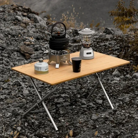 MOUNTAINHIKER 야외 캠핑 대나무 2/3 접이식 테이블 휴대용 빠른 스토리지 접이식 책상 야외 식탁 피크닉 바베큐 테이블
