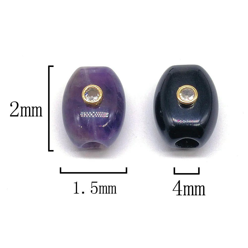 20x15mm Big Hole Natural Stone Rectangle Bead Amethyst Quartz Agate Crystal Charm Beads for Jewelry Making DIY Accessries Gift