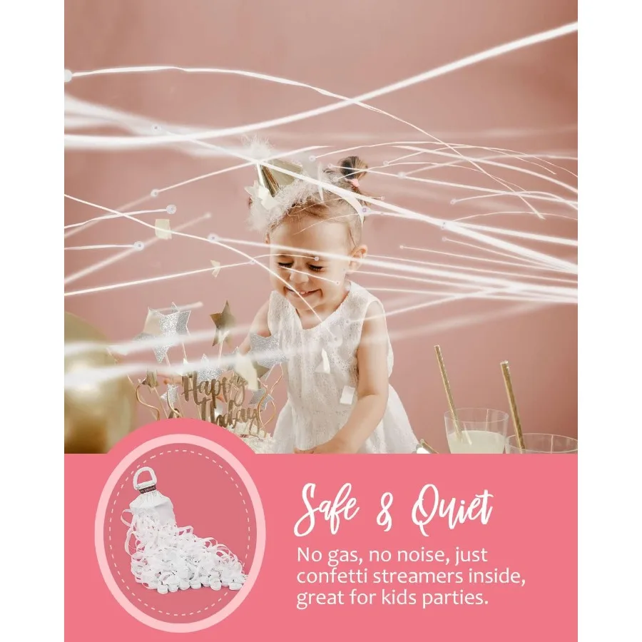 BATTIFE 10 عبوات من قصاصات الورق البيضاء اليدوية بدون فوضى من الورق للاحتفالات في حفلات أعياد الميلاد وحفلات الزفاف #3