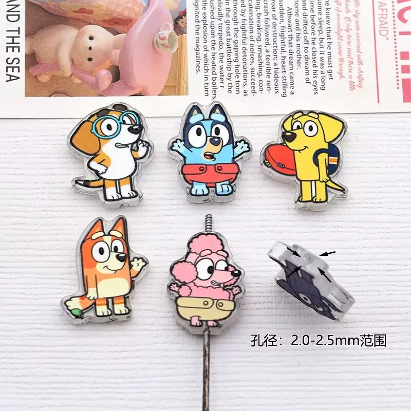 10PCS cartoon dog acrylic DIY focal beads For bracelet pen badge reel keychain diy material