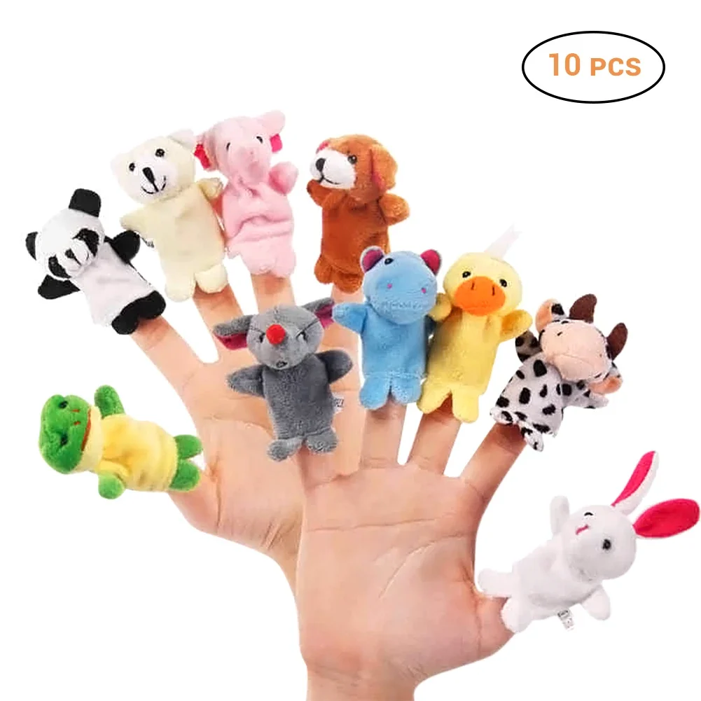 10 stks/set Cartoon Dier Vingerpop Baby Knuffels voor Kinderen Mooie Kinderen Knuffels Baby Favor Poppen vingerpoppetjes