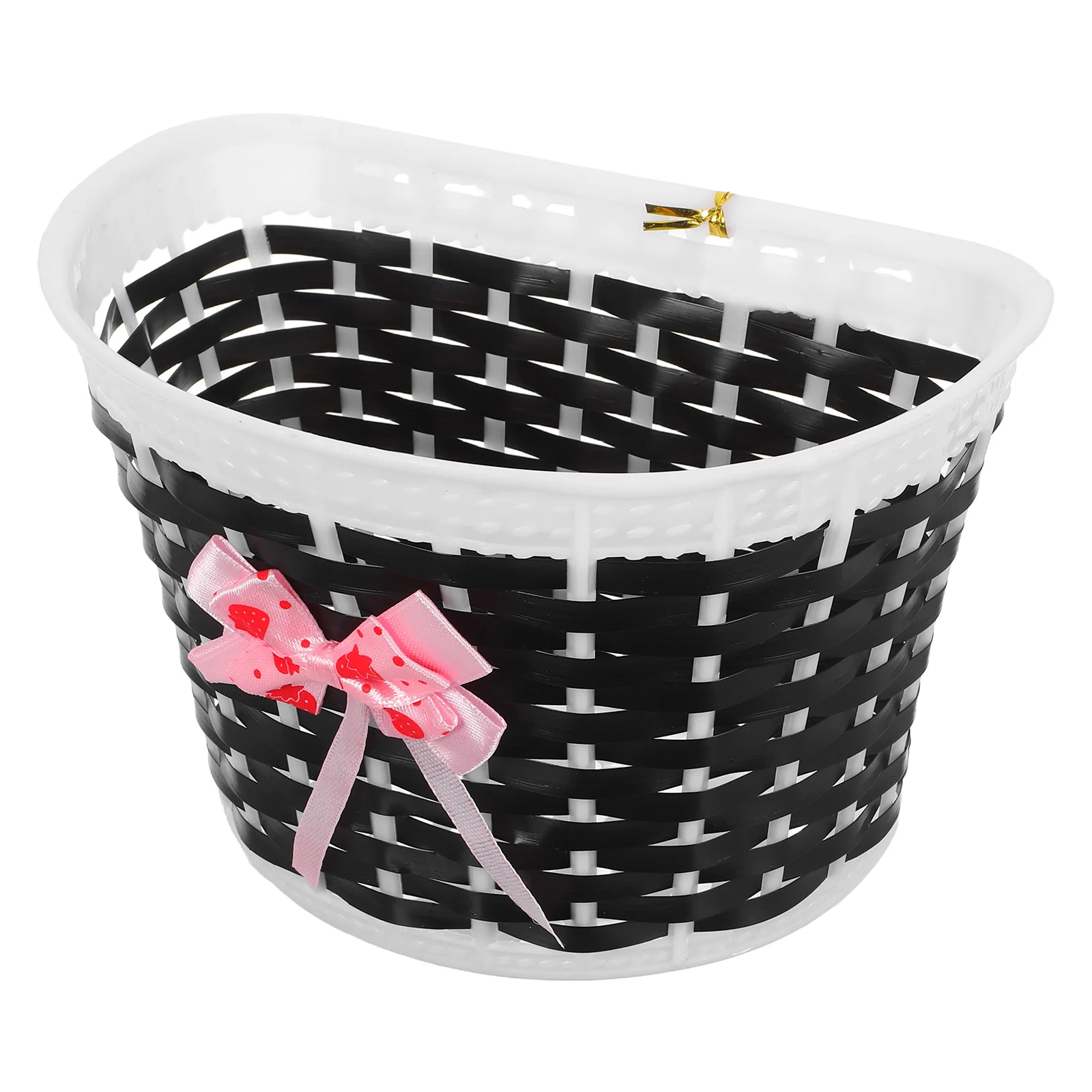 

20.5X13.8X13.5Cm Plastic Knitted Bike Basket Front Basket For Bicycle Strong Durable Bowknot Design Colorful Easy Detach