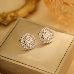 DE129 Fashion Temperament Lucky Crucifix Zircon Stud Earrings Girlfriend Gifts Party Evening Woman Jewelry Stud Earrings 2021