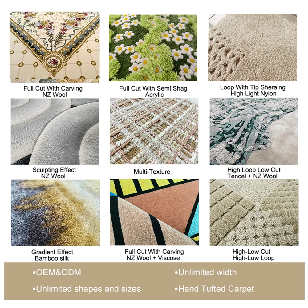 Tapete de área fofa 3D de tamanho grande personalizado de alta qualidade, tapete de pelusa tufado feito à mão para sala de estar de hotel