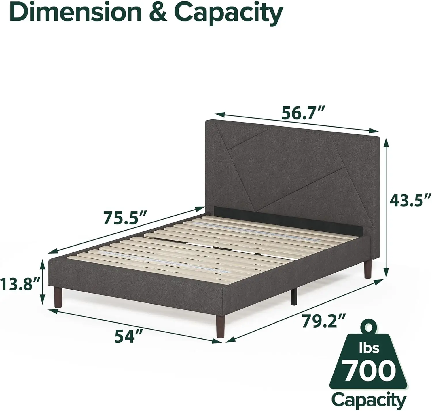 Judy Platform Full Grey Durable Design  Internal Steel Frame Foam Padding Increases Comfort and Longevity