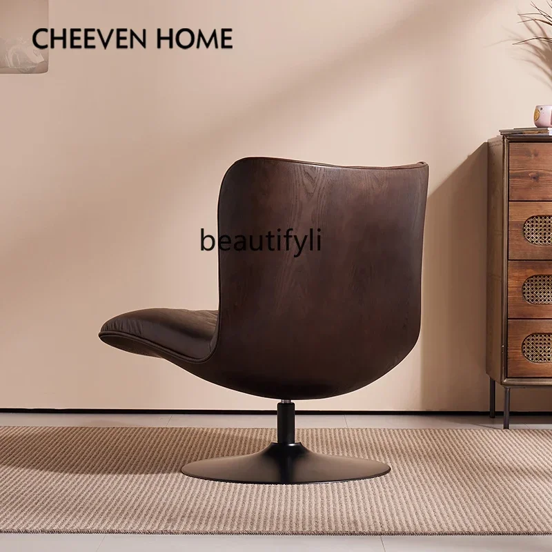 

FC Легкий роскошный кожаный вращающийся диван-кресло в стиле ретро, масляный воск, кожаное кресло для домашнего офиса, кресло для отдыха