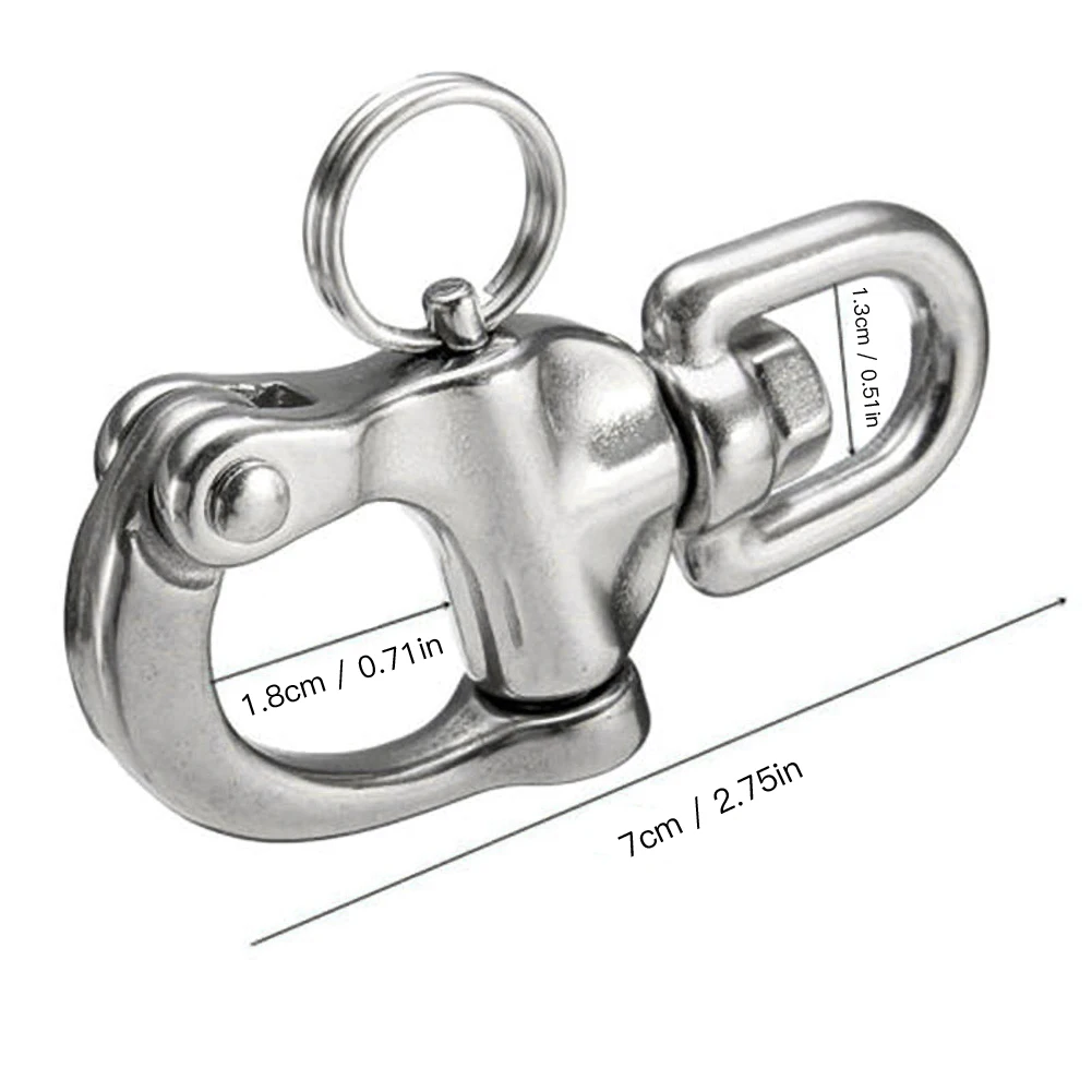 SALE 70mm Spring Buckle Swivel With Snap Shackle Panic Hook Eye Fork 316 Stainless Steel Openable Keyring Car Boat Accessories