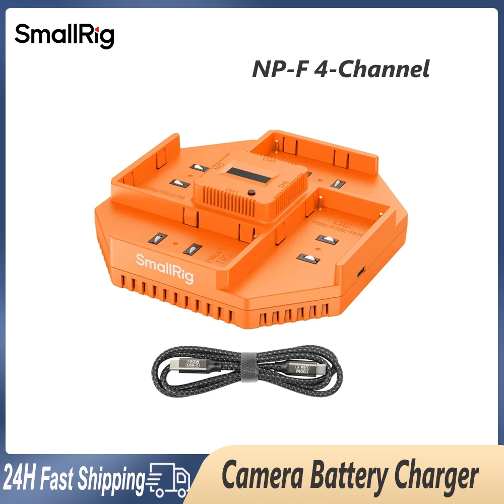 Smallrig NP-F 4-Channel Camera Battery Charger With OLED Screen PD 100W Fast Charging For NP-F550 NP-F570 NP-F750 NP-F970