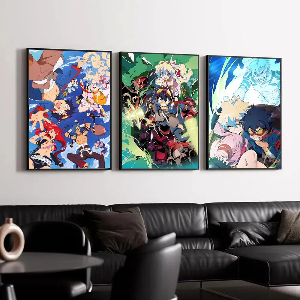 anime Gurren Lagann Poster Trendy Classic hot HD Self-Adhesive Waterproof Art Poster Room Decor New Arrival On Sale