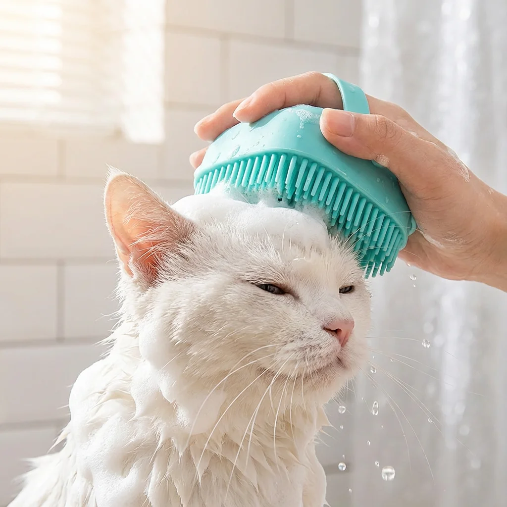 Daily Home Pet Silicone Massage Brush - Cute Smile Shape Soft Teeth Groomer Daily Dog Cat Massage Brushing Tool