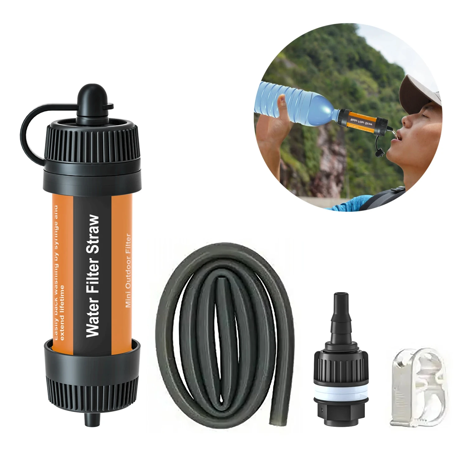 Outdoor Water Filter Straw Portable Water Purifier Survival Gear  Camping Hiking Backpacking Emergency Preparedness