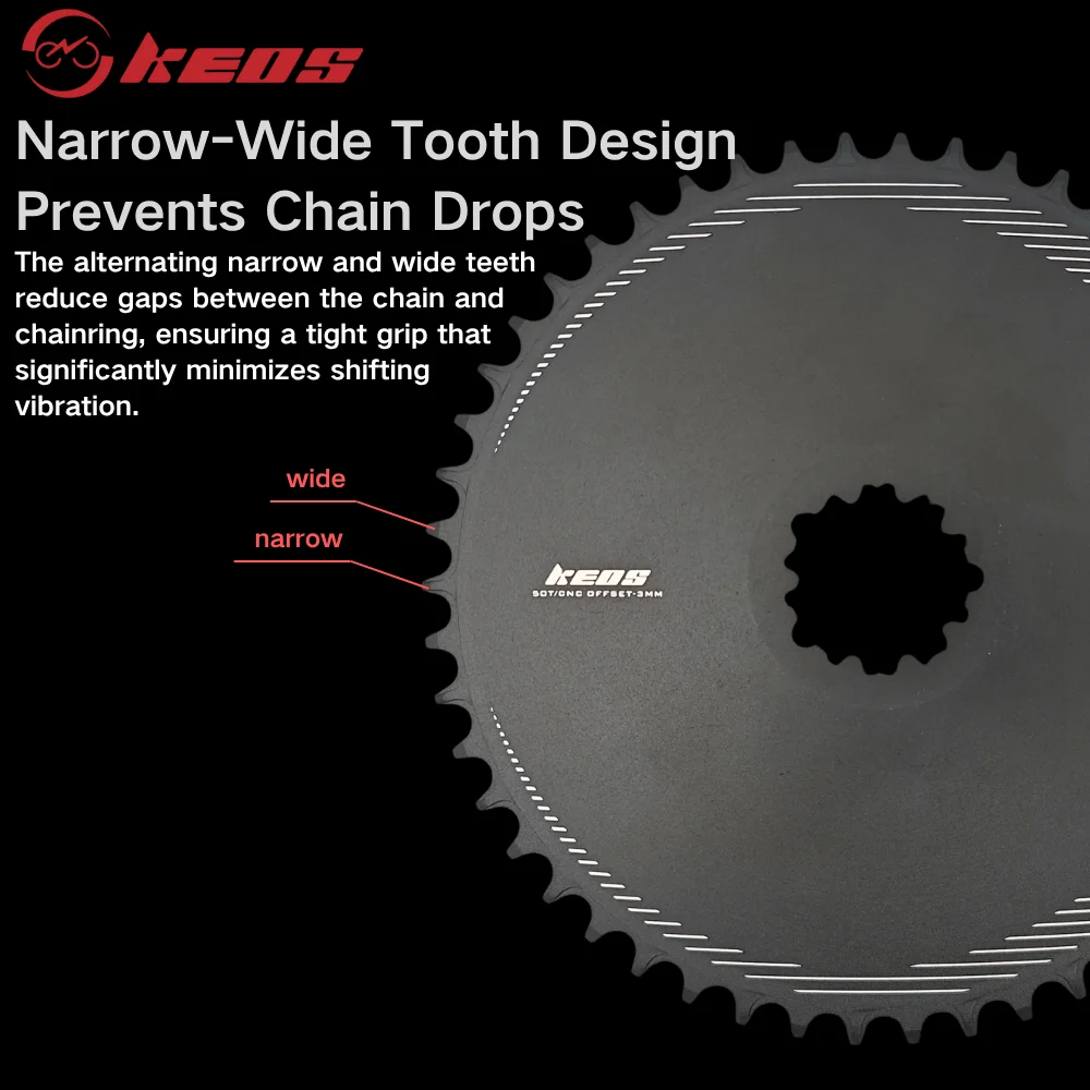 KEOS Road Bicycle Hollow Integrated Crank 3 Nails Straight Installation Positive and Negative Teeth Closed Single Disc3MM Offset