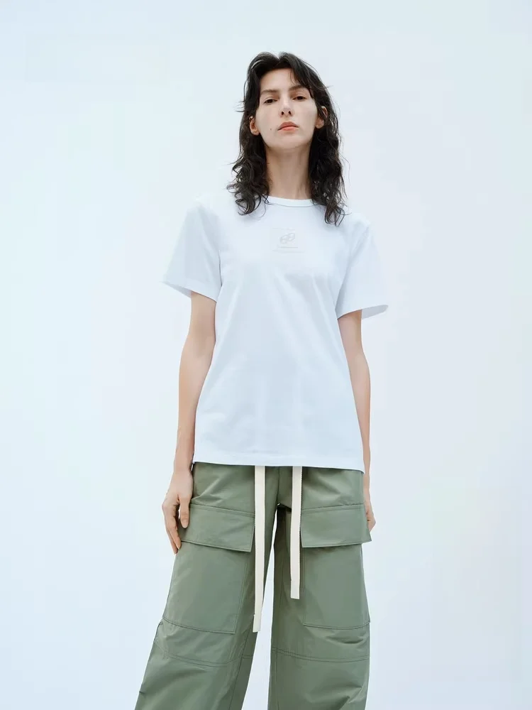 

Edition Spring Rain Capsule Series Pure Cotton ort Sve T-irt round Ne Regular Length Spring 2024 Faion Ladies Top