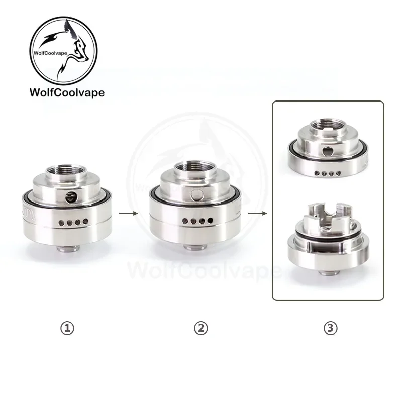 Wolfcoolvape VWM Intensa Style RTA 22mm 5.2ml 316SS PCTG MTL Vape Tank مع 10 دبابيس هوائية مجموعة رذاذ قابلة لإعادة البناء