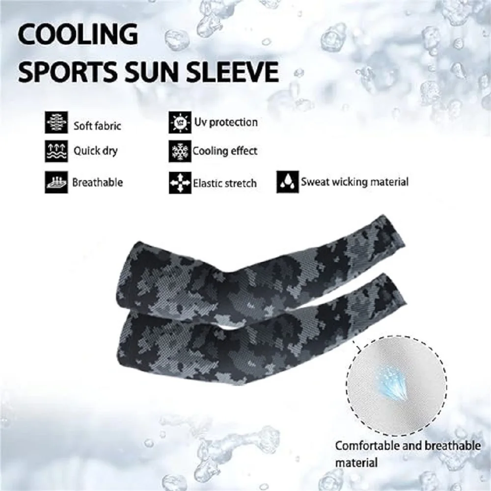 1Pcs Unisex UV Protection Arm Cooling Sleeves Ice Silk Arm Cover Sun Protection Arms Sleeve Compression Arms Sleeve Cycling