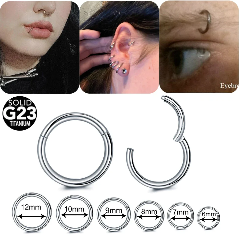 1/5PCS Titanium Segment Nose Rings Gold Color Body Clips Hoop For Women Men Conch Helix Cartilage Rook Earring Piercings Jewelry