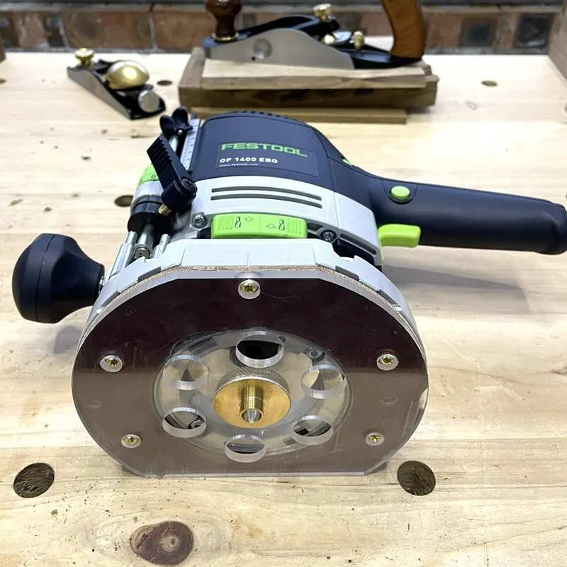 Brass Router Template Guide Bushings With Drilled Holes+Round Base Plate For Festool OF1400