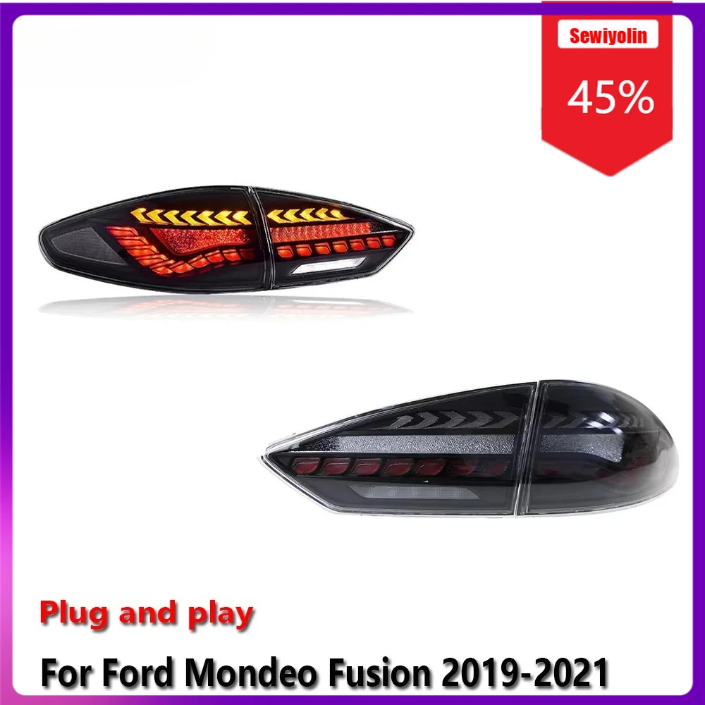 

Sewiyolin автомобильные светодиодные фонари задний фонарь в сборе для Ford Mondeo Fusion 2019-2021 авто противотуманные DRL тормозные указатели поворота