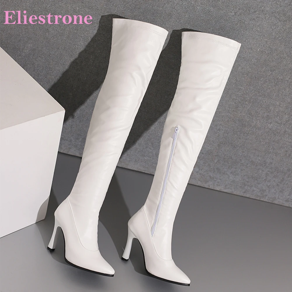 

2025 New Winter Mature White Black Women Over the Knee High Boots High Thin Heels Lady Shoes Plus Small Big Size 11 32 45 50
