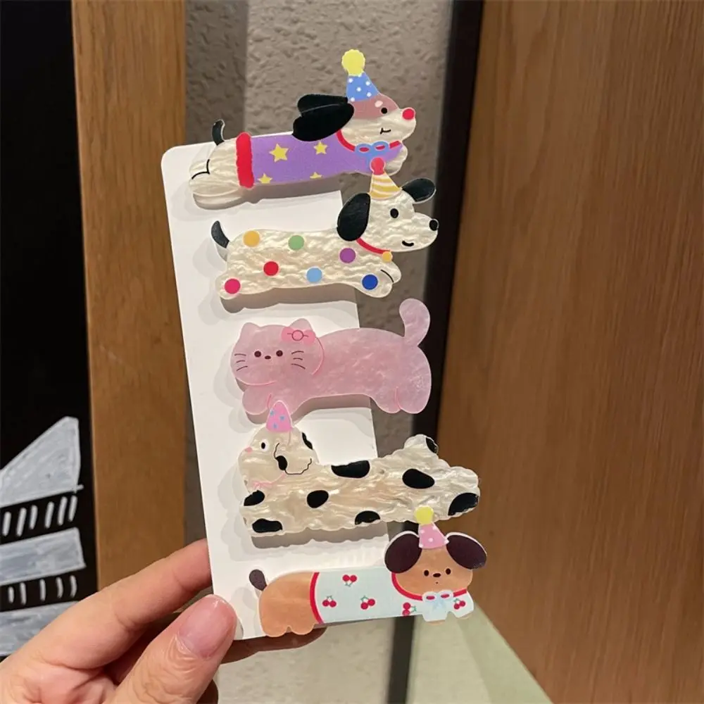 

5Pcs Fashion Acrylic Cat Hair Clip Multicolor Simple Puppy Hairpin Y2K Duckbilled Clip Headwear