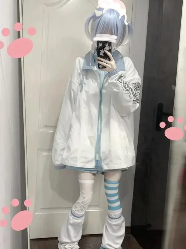 Casaco exterior feminino com bolsos e bolsos com zíper, casacos exteriores, jaquetas meninas, japonês, outono, inverno, novo, primavera, 2024