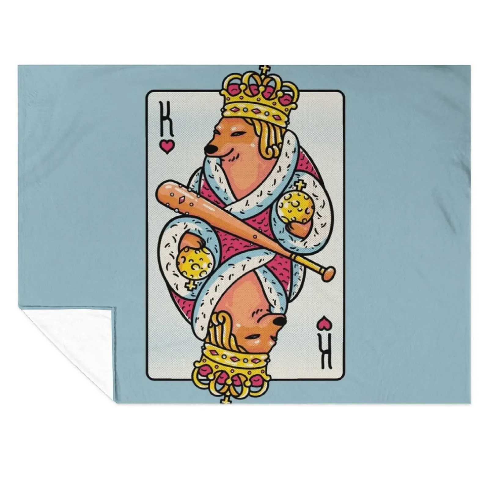 

Cheems - The King 2 King of Hearts Playing Card Shibe Shiba Inu Wacky and Uncharacteristic Cheemzilla Baseball Bat Throw Blanket