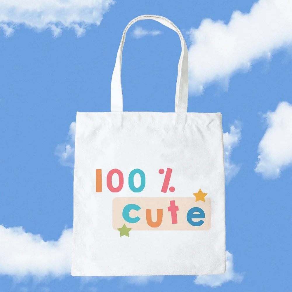 Colorful Positive Quote Star Rainbow Print Canvas Tote Bag Light Fabric Handbag For Daily Commute And Daily Use