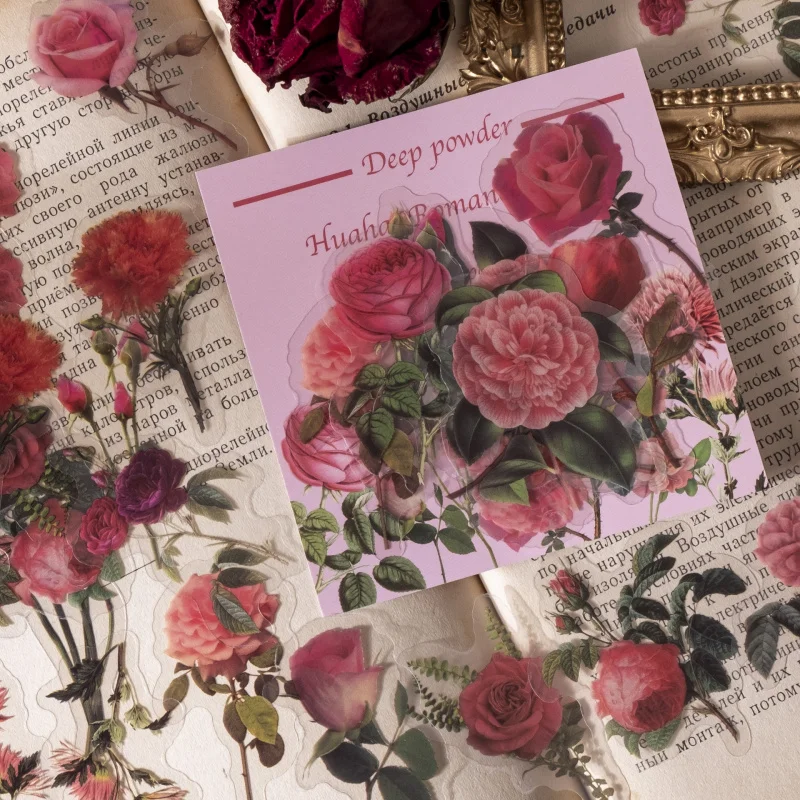 40 Stück/Packung Vintage Romantische Blumenaufkleber, Wunderschönes Blumendekor, Journal DIY Kreative Collage-Sticker
