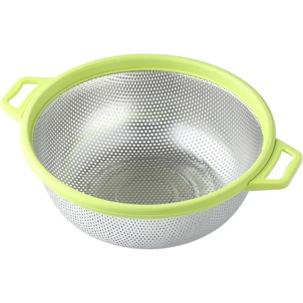 

Stainless Steel Colander With Handle and Legs, Large Metal Green Strainer for Pasta, Spaghetti, Berry, Veggies, Fruits, Noodles