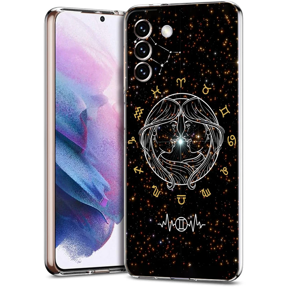 Cartoon Zodiac Case for Samsung S24 S23 S22 S20 S21 FE Ultra S24 S23 S10 S10E S9 S8 Plus 5G Transparent Phone Shell Capas Bags