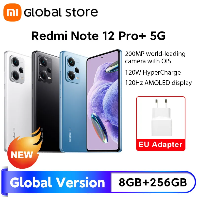 Global Version Xiaomi Redmi Note 12 Pro Plus 5G 8GB RAM 256GB ROM 200MP OIS Camera 120W Charge  6.67