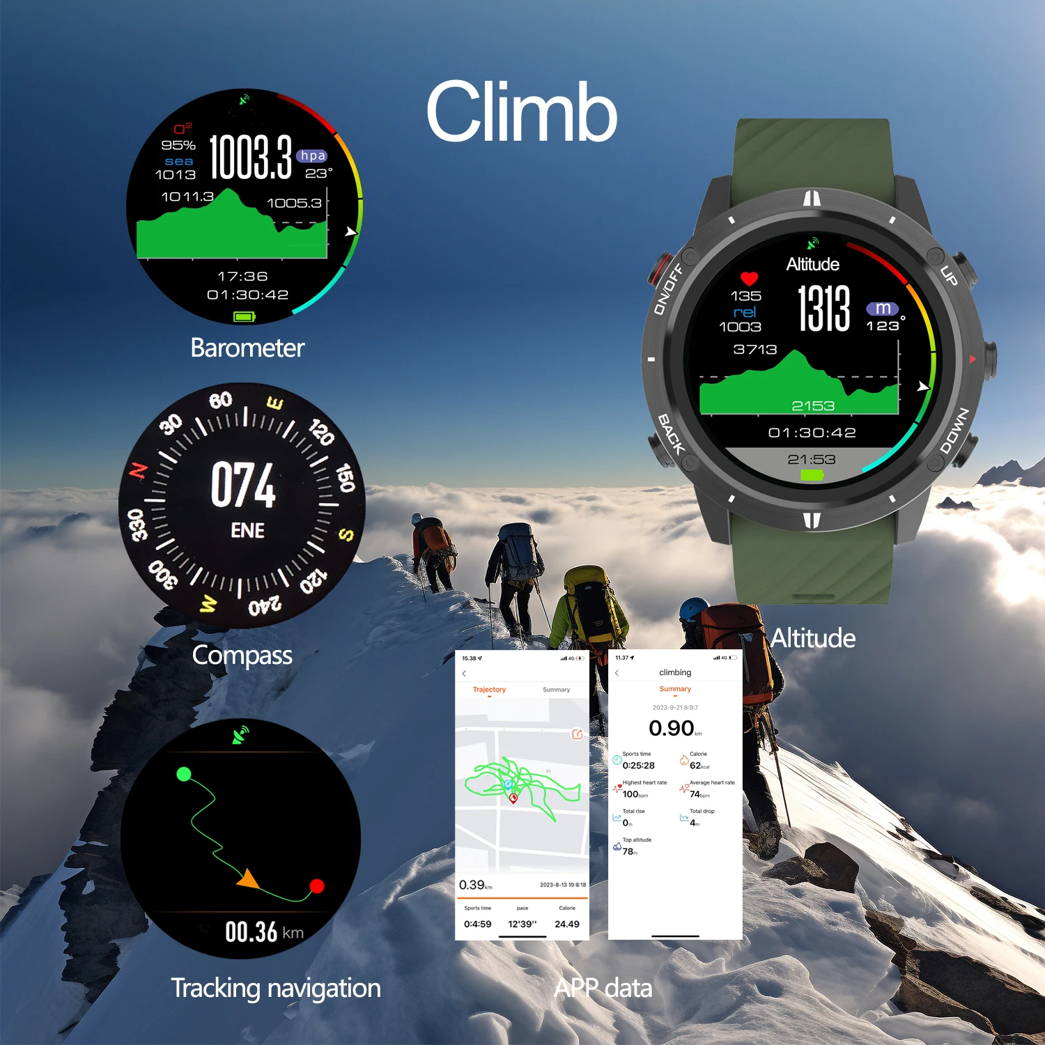 Imagem -05 - Sunroad g5 Smart Digital Relógio de Pulso para Homens Gps Sports Ver Relógios Fitness Nadar à Prova Dágua Escalar Caminhar Correr Novo 2023