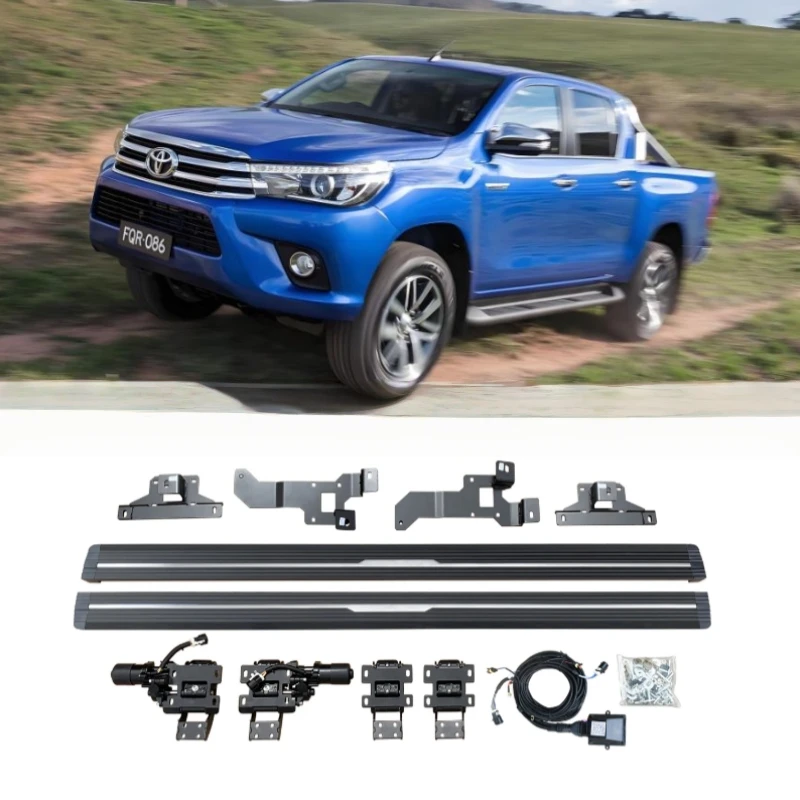For TOYOTA HILUX REVO 2016-2022 Electric Automatic Running Board Side Step Motor Power Switch High Quality Aluminum Bar Pedals