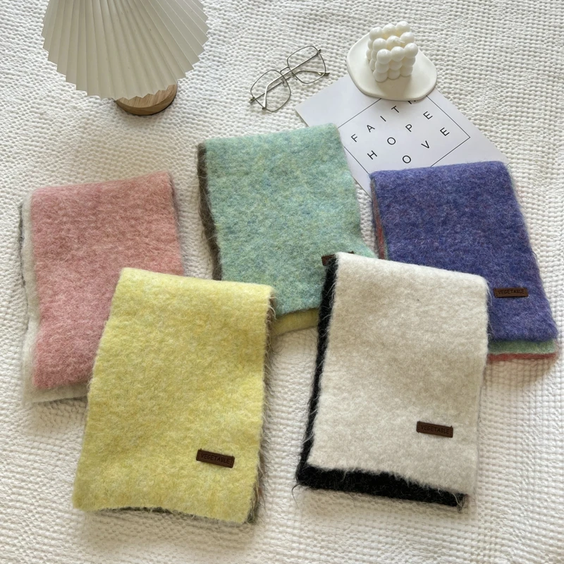 

Christmas Gifts Winter Knitted Scarf Warm Scarf Women Shawl Lady Scarves Dopamine Color Knitted Scarves For Women