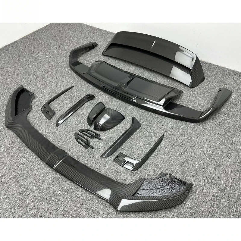 Premium Car Accessories W12 Style Carbon Fiber Body Kit  2016-2018 Front Diffuser Lip Rear Spoiler Win Durable
