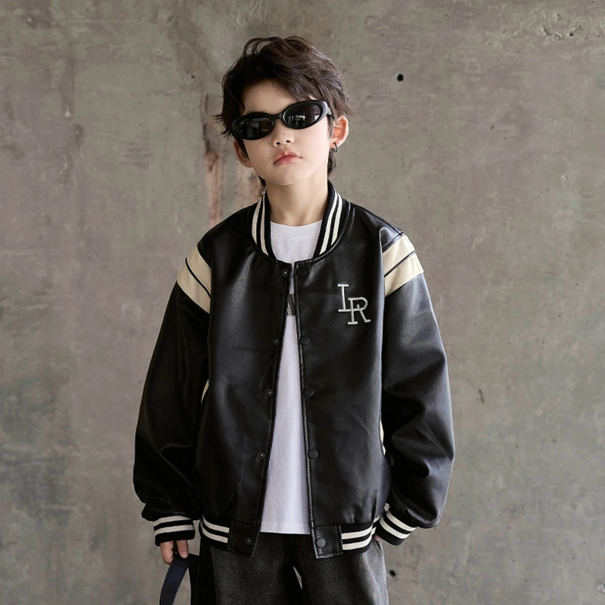 Spring Autumn Clothing Vintage Children's Black Brown Artificial Leather Jacket for Tweens Boy Fashion Faux PU Coat Kids Casual
