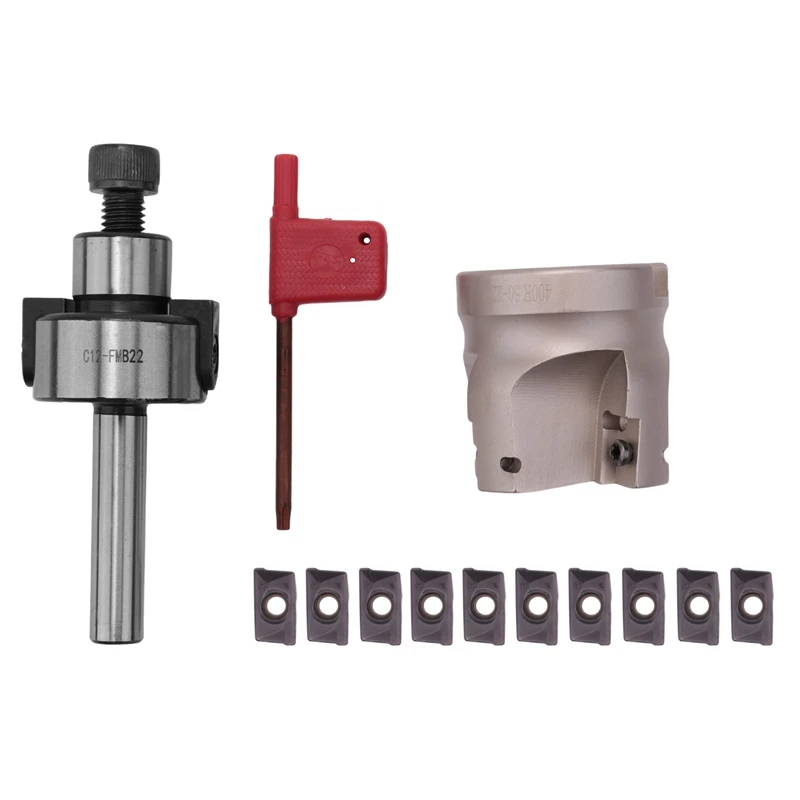 

A96I-C12 FMB22+ 400R Right Angle Shoulder Face Mill Cutter 50Mm + 10Pcs APMT1604 Carbide Inserts With Wrench For Milling Tool