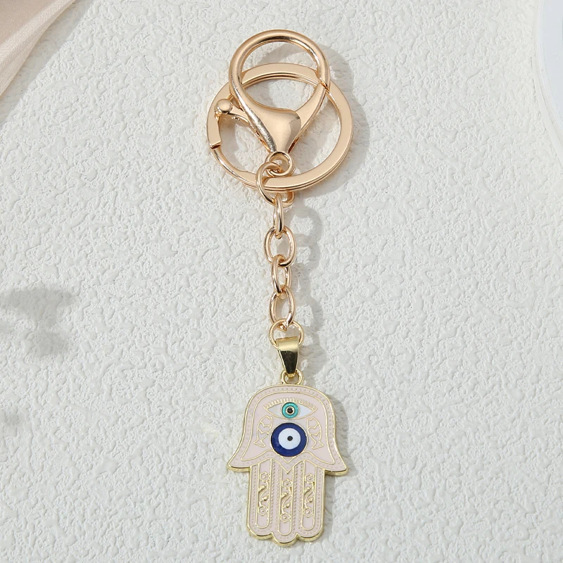 Alloy Keychains with Hearts & Evil Eyes