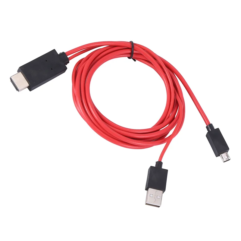 2X 6.5 قدم Micro-USB إلى كابل محول 1080P HDTV لأجهزة Android Galaxy S3 (11 Pin، أحمر)