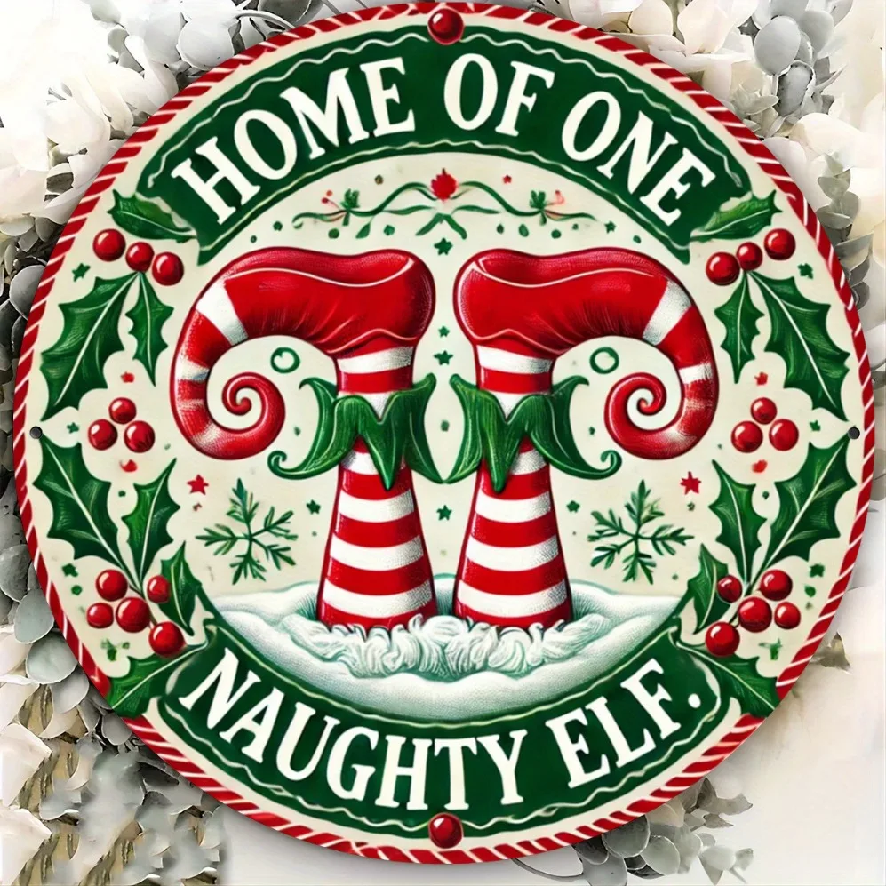 

1PC Rustic Iron Metal Sign -hristmas Wreath Door Mount Plaque for Holiday Home , Multipurpose Use Without Electricity